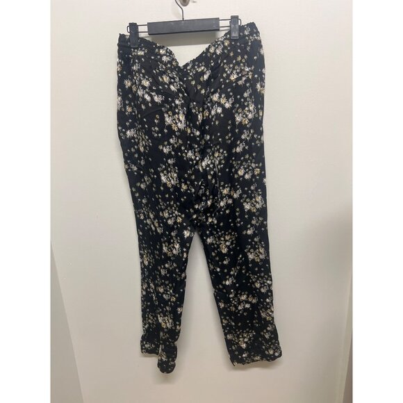 Scotch & Soda Floral Print Black Tie-Waist Tapered Pants For Women Sz M - Picture 3 of 10